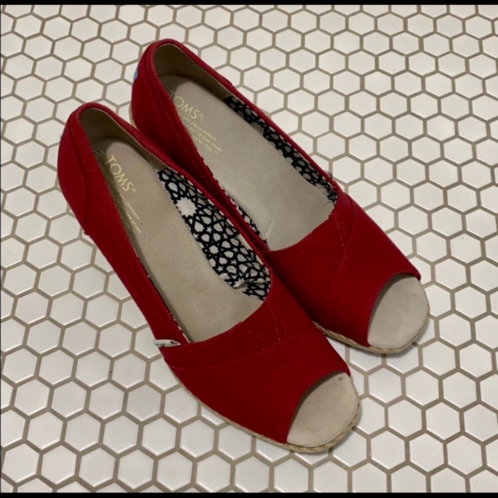 Women’s Toms Peep-Toe Espadrille Wedge 9.5 New